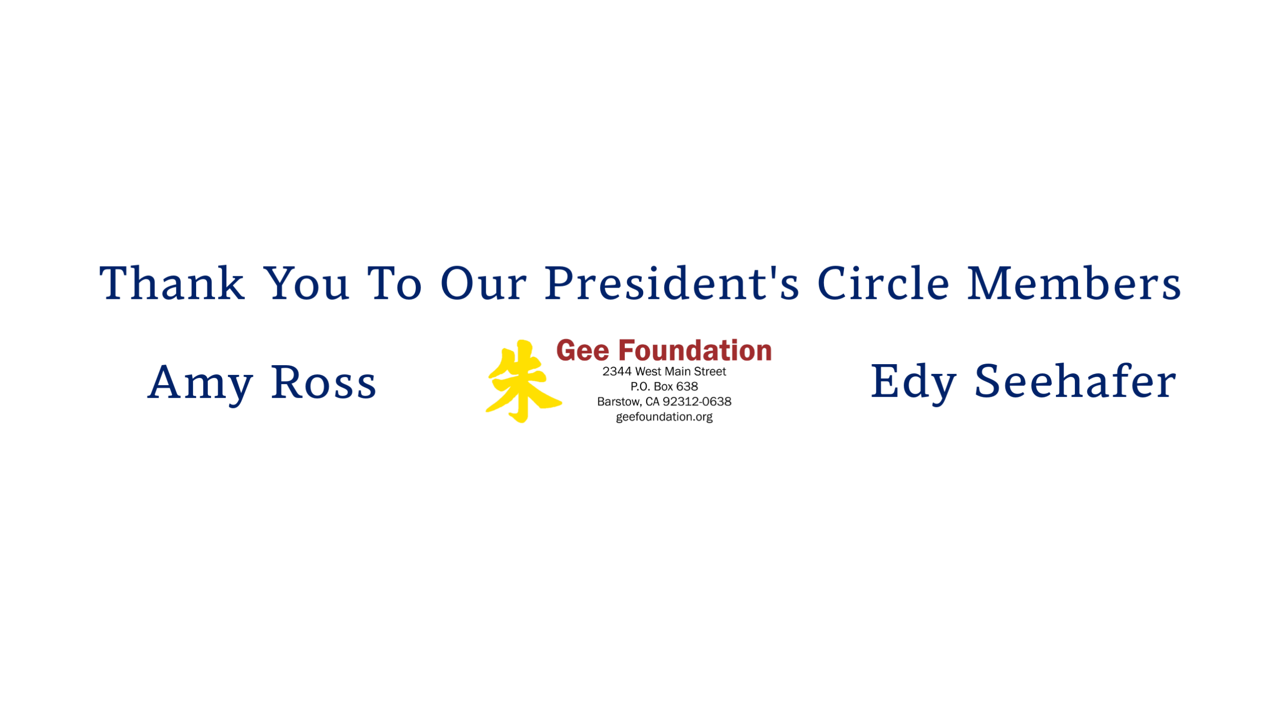 Thank you banner to all our generous President's Circle Donors